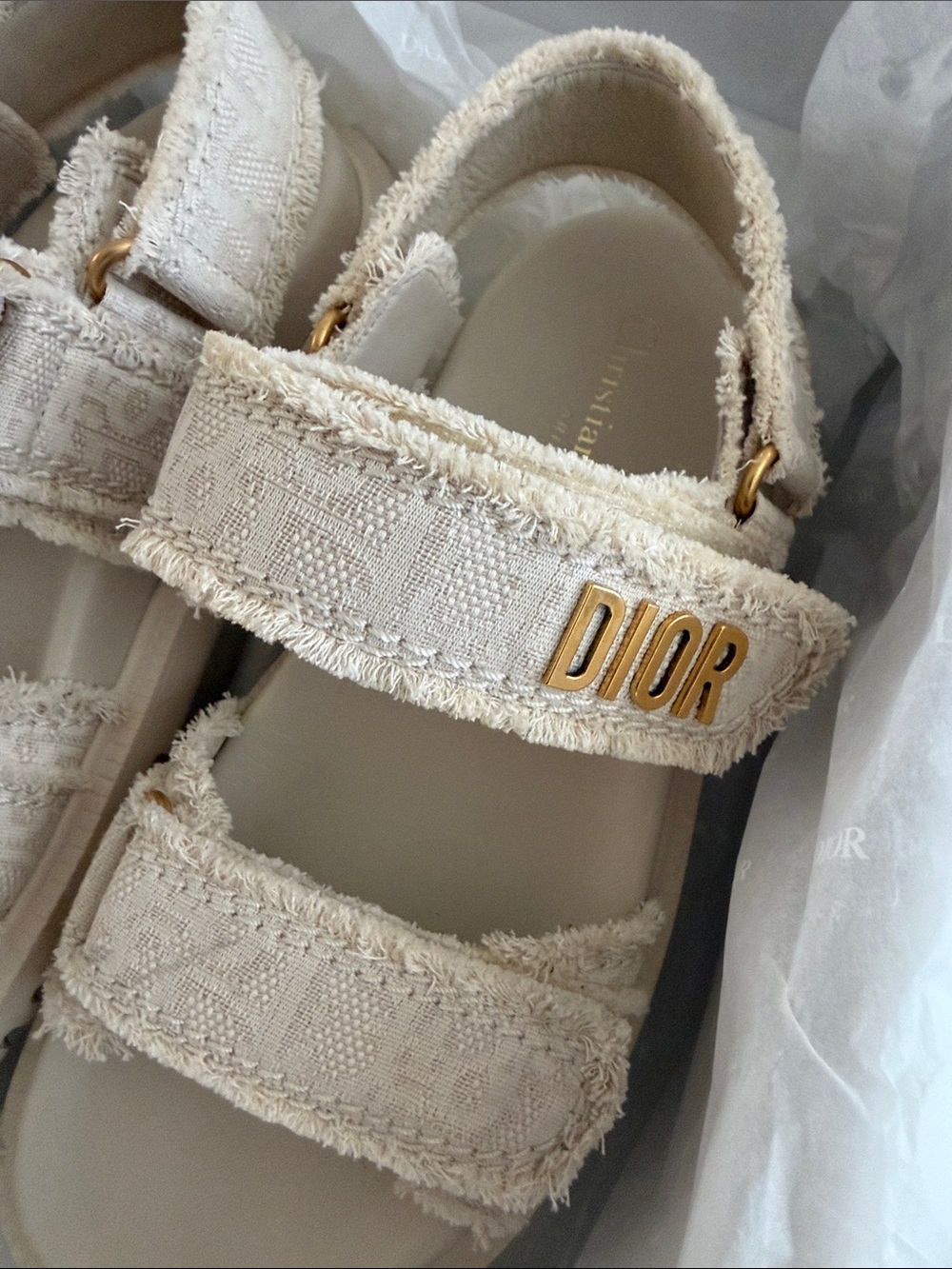 Dior Beige Textured Sandals - Picture 9 of 15